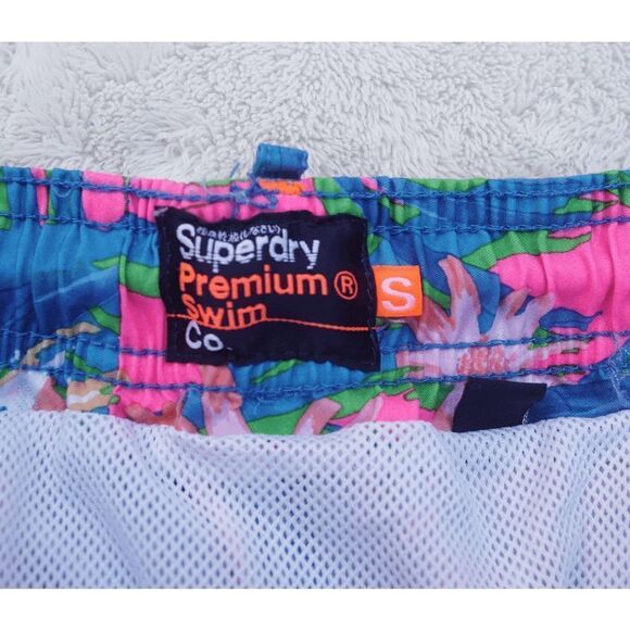 Superdry Pink Blue Tropical Parakeet Athletic Swim Shorts - Picture 4 of 8